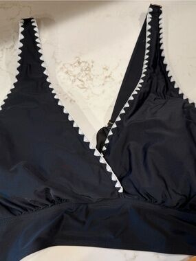 Younique Black Bikini Top with White Trim